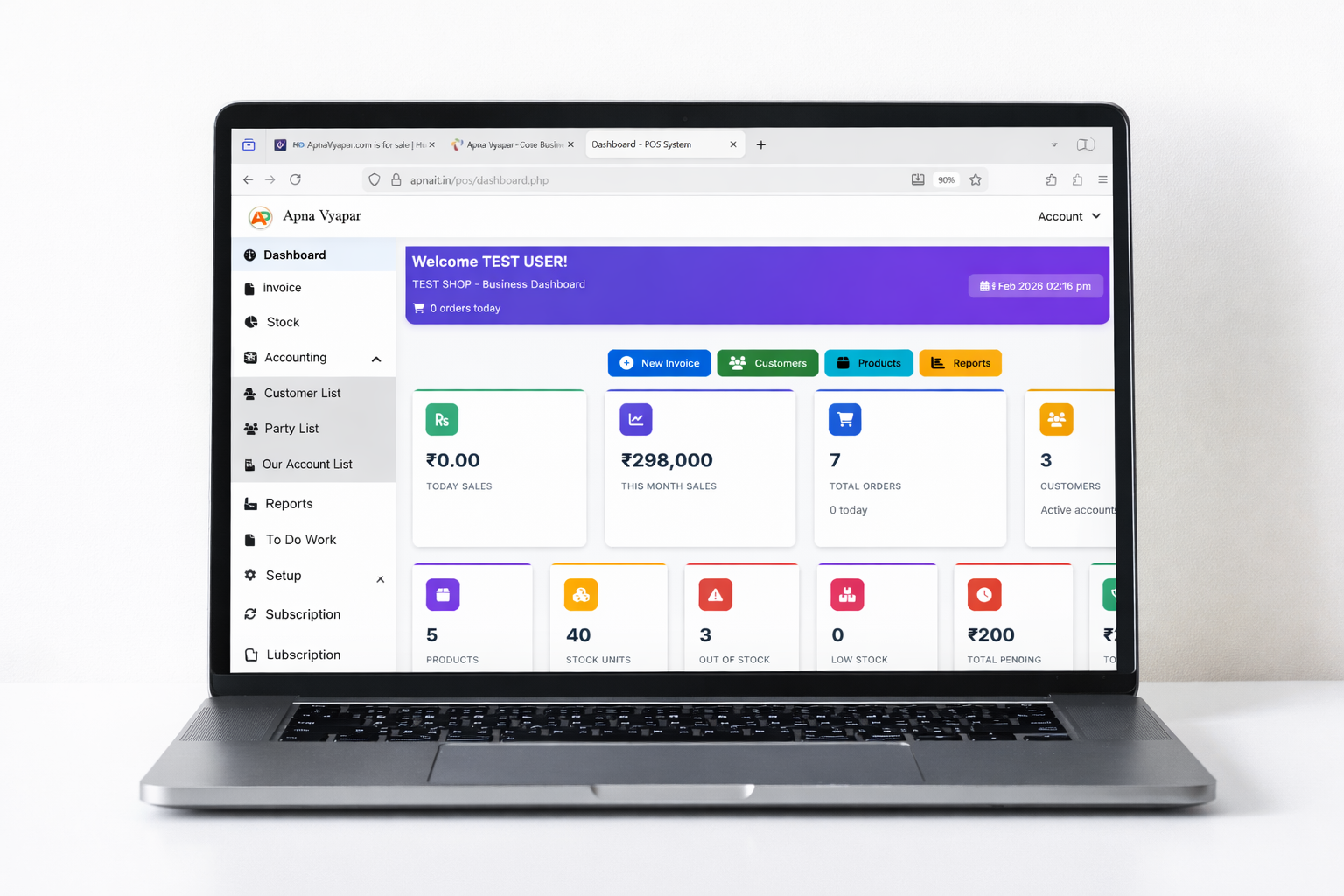 Apna Vyapar GST Billing Dashboard