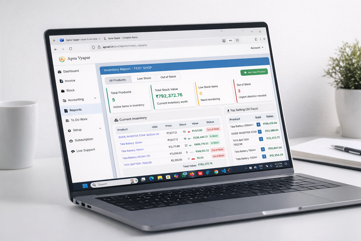 Apna Vyapar Reports Dashboard